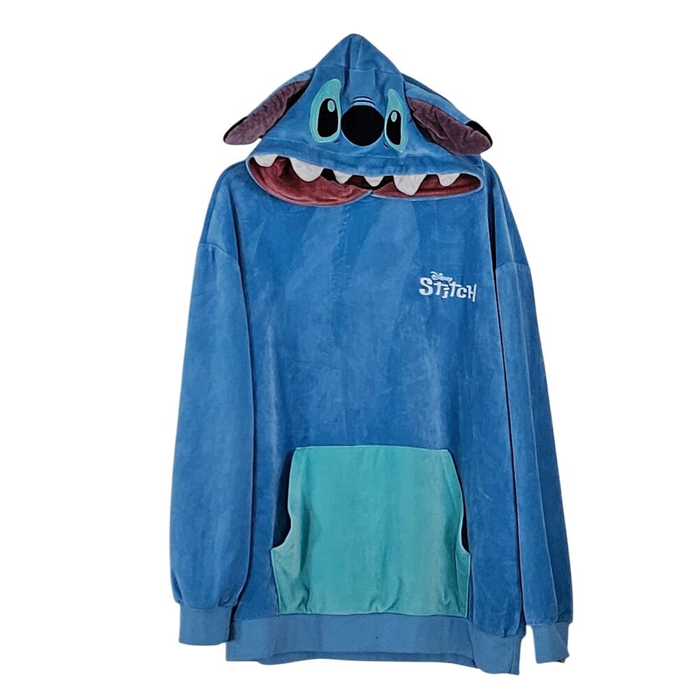 Geeknet Disney Stitch Plush Velour Hoodie Unisex Sz XL FLAW